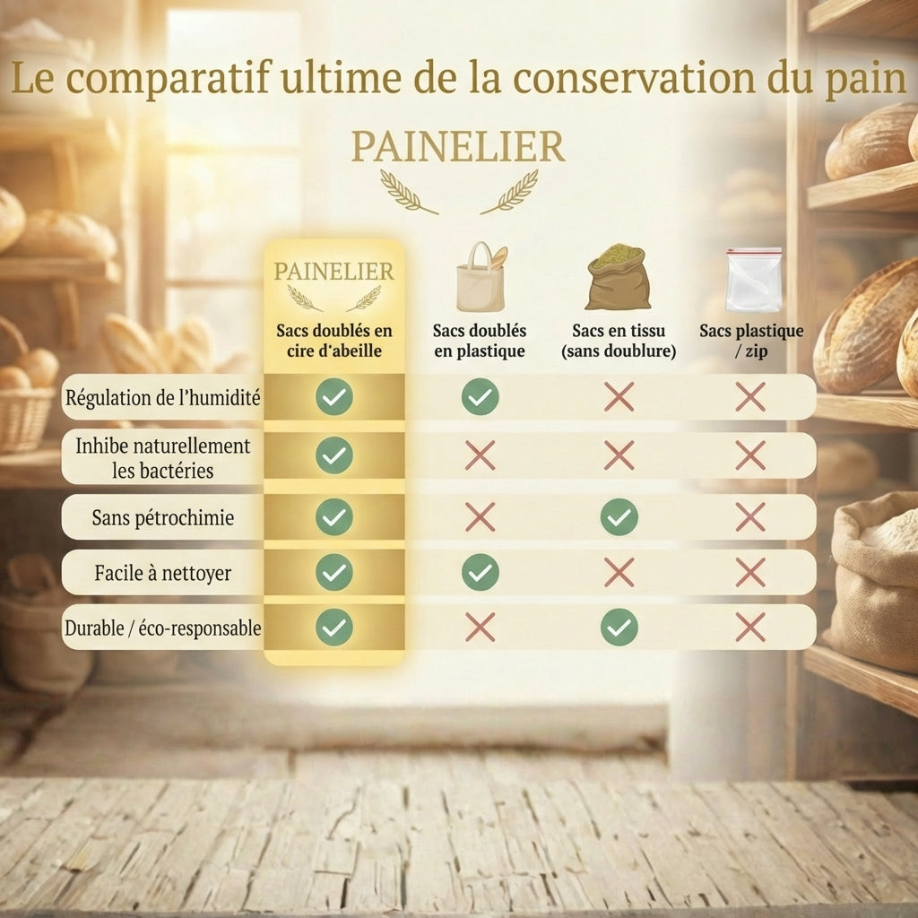 Sacs à Pain Premium en Coton 100 % et Cire d'Abeille